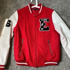 Zara Red Varsity/Letterman Vintage Style Jacket